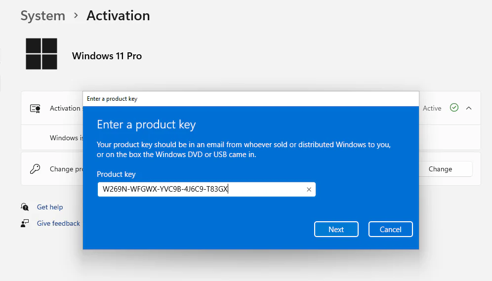 Windows 11 Pro activation key
